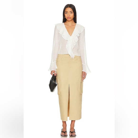 New Steve Madden Bay Ruffle Crop Top Coconut Milk Sz Large CottageCore Romantic - Picture 7 of 15